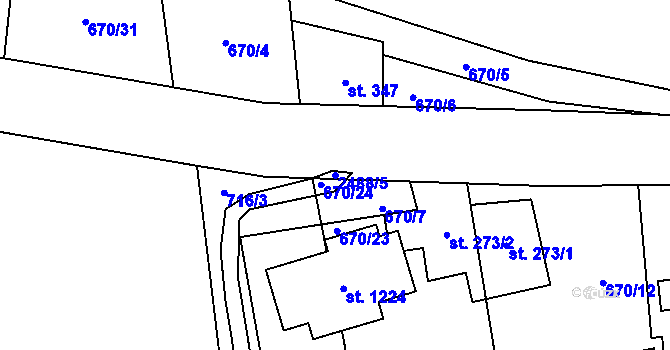 Parcela st. 2488/5 v KÚ Dolní Lomná, Katastrální mapa