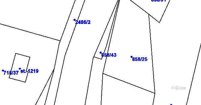 Parcela st. 858/43 v KÚ Dolní Lomná, Katastrální mapa
