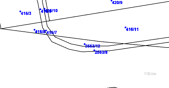 Parcela st. 2563/12 v KÚ Dolní Lomná, Katastrální mapa