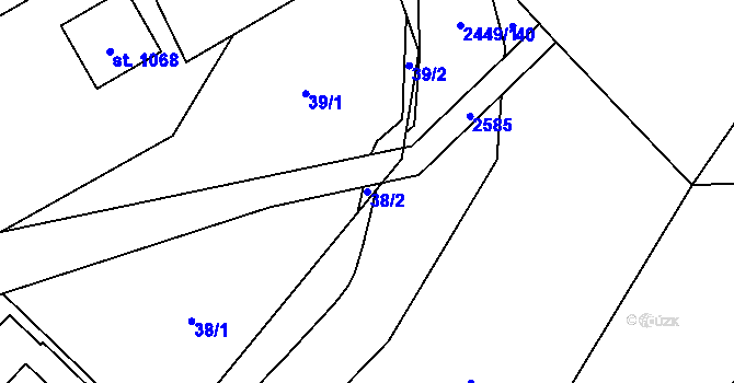 Parcela st. 38/2 v KÚ Dolní Lomná, Katastrální mapa