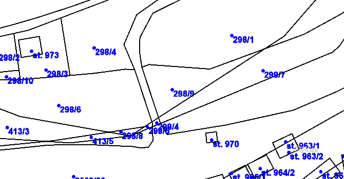 Parcela st. 298/9 v KÚ Dolní Lomná, Katastrální mapa