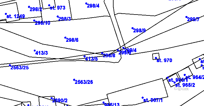Parcela st. 298/8 v KÚ Dolní Lomná, Katastrální mapa