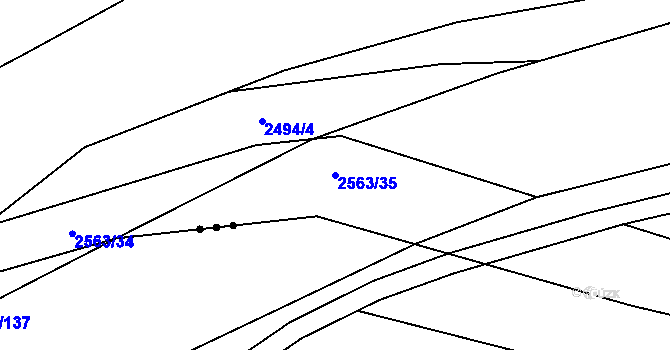 Parcela st. 2563/35 v KÚ Dolní Lomná, Katastrální mapa