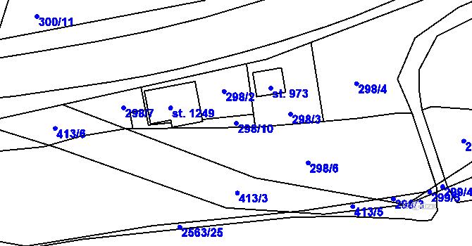 Parcela st. 298/10 v KÚ Dolní Lomná, Katastrální mapa