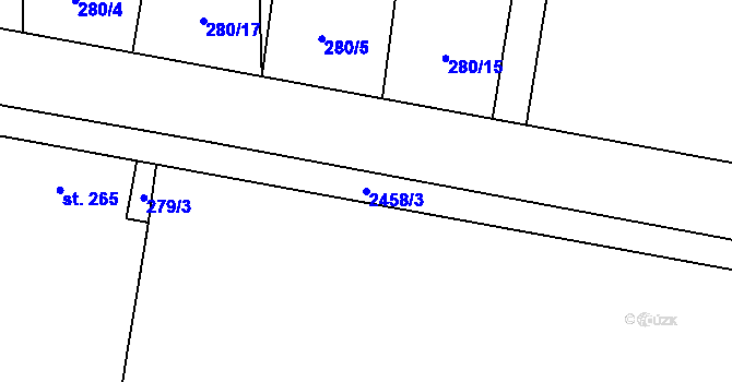 Parcela st. 2458/3 v KÚ Dolní Lomná, Katastrální mapa