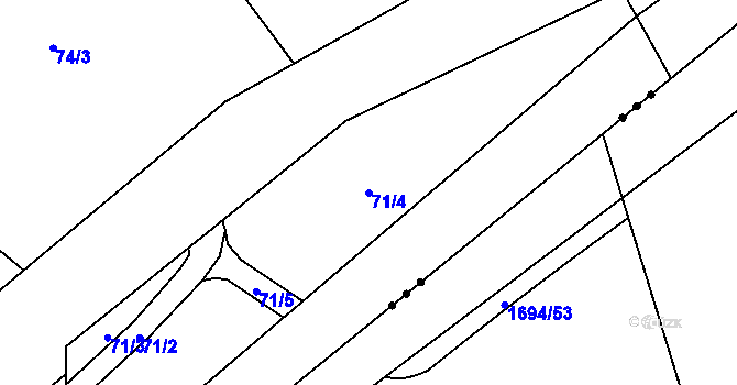 Parcela st. 71/4 v KÚ Dolní Lomná, Katastrální mapa