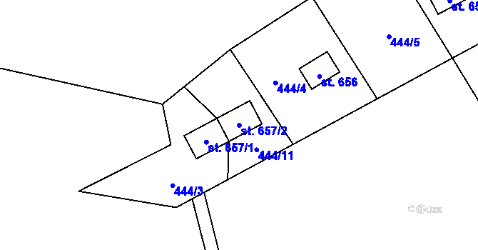 Parcela st. 657/2 v KÚ Dolní Lomná, Katastrální mapa