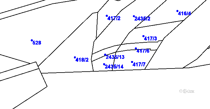 Parcela st. 2435/13 v KÚ Dolní Lomná, Katastrální mapa