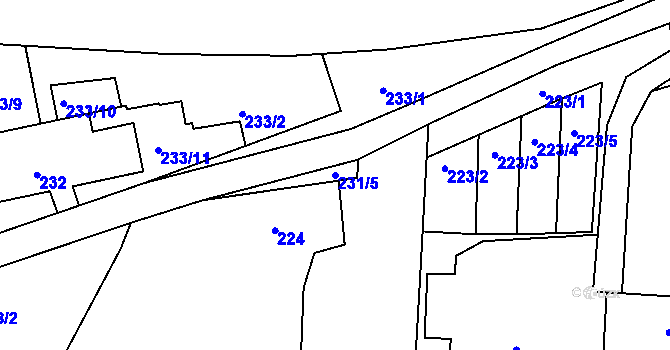 Parcela st. 231/5 v KÚ Dolní Loučky, Katastrální mapa