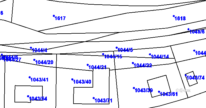 Parcela st. 1044/15 v KÚ Dolní Loučky, Katastrální mapa