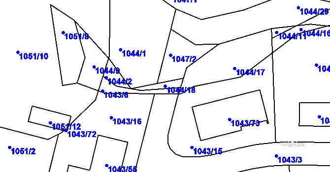 Parcela st. 1044/18 v KÚ Dolní Loučky, Katastrální mapa