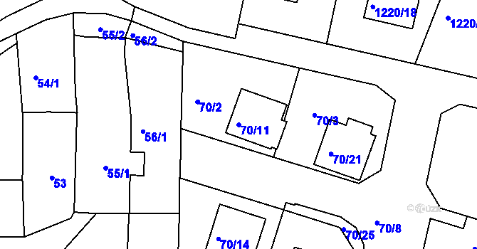 Parcela st. 70/11 v KÚ Dolní Loučky, Katastrální mapa