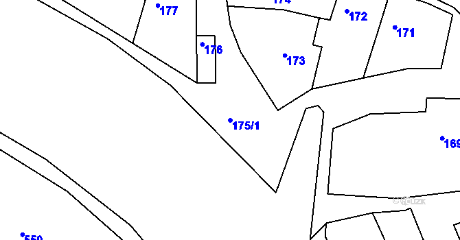 Parcela st. 175/1 v KÚ Dolní Loučky, Katastrální mapa