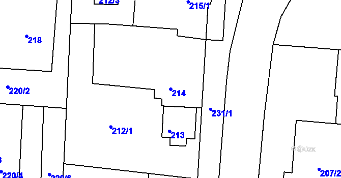Parcela st. 214 v KÚ Dolní Loučky, Katastrální mapa