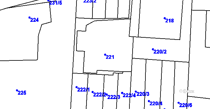 Parcela st. 221 v KÚ Dolní Loučky, Katastrální mapa
