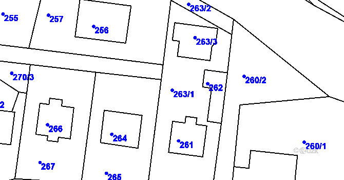 Parcela st. 263/1 v KÚ Dolní Loučky, Katastrální mapa