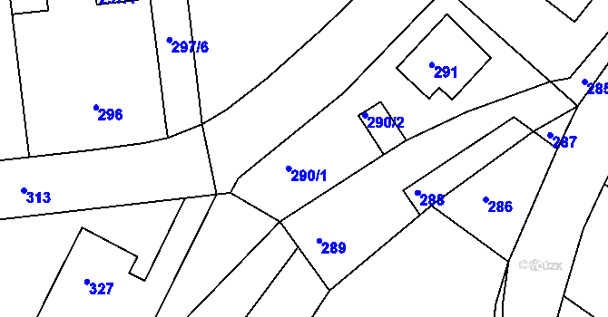 Parcela st. 290 v KÚ Dolní Loučky, Katastrální mapa