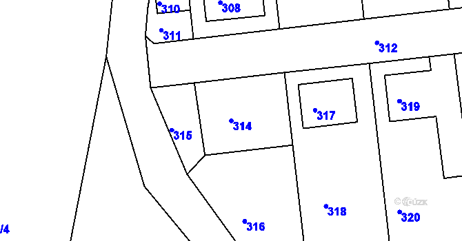 Parcela st. 314 v KÚ Dolní Loučky, Katastrální mapa