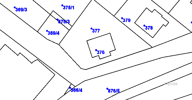 Parcela st. 376 v KÚ Dolní Loučky, Katastrální mapa