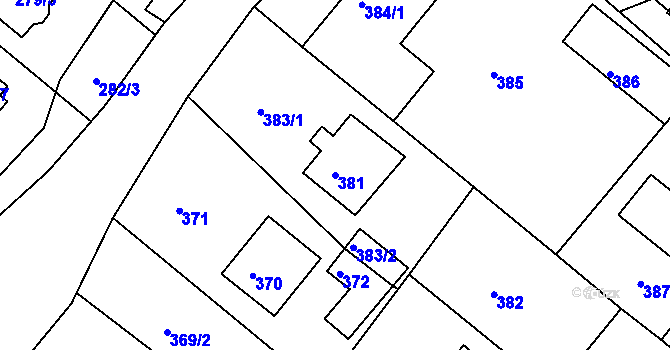 Parcela st. 381 v KÚ Dolní Loučky, Katastrální mapa