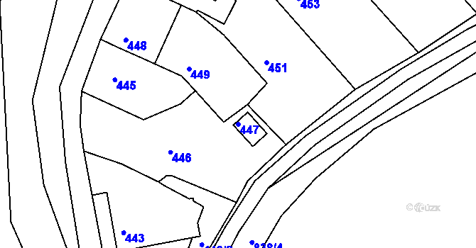 Parcela st. 447 v KÚ Dolní Loučky, Katastrální mapa