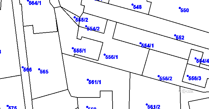 Parcela st. 556/1 v KÚ Dolní Loučky, Katastrální mapa