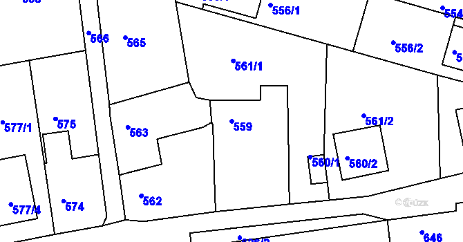 Parcela st. 559 v KÚ Dolní Loučky, Katastrální mapa