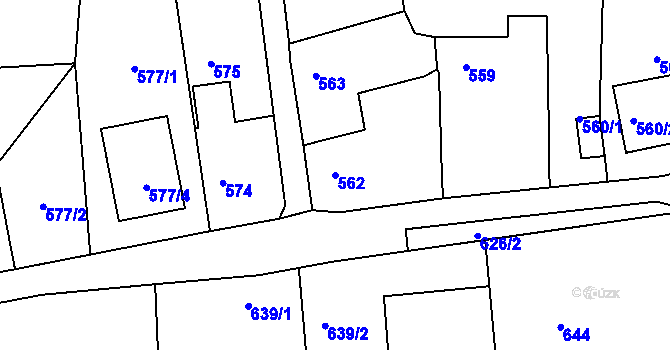 Parcela st. 562 v KÚ Dolní Loučky, Katastrální mapa
