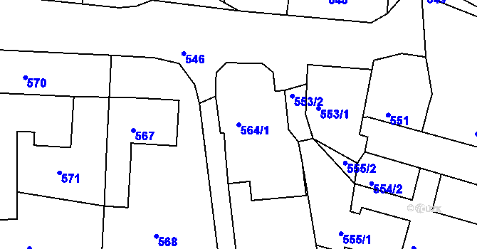 Parcela st. 564/1 v KÚ Dolní Loučky, Katastrální mapa