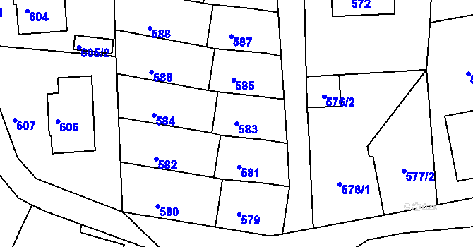 Parcela st. 583 v KÚ Dolní Loučky, Katastrální mapa