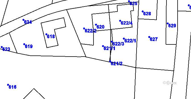 Parcela st. 621 v KÚ Dolní Loučky, Katastrální mapa