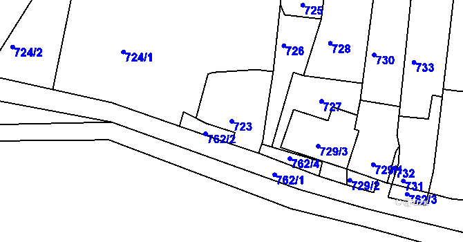 Parcela st. 723 v KÚ Dolní Loučky, Katastrální mapa