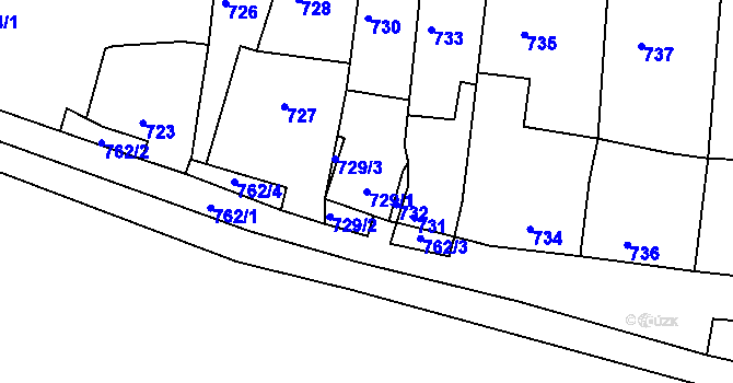 Parcela st. 729/1 v KÚ Dolní Loučky, Katastrální mapa