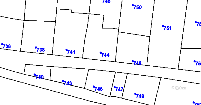 Parcela st. 744 v KÚ Dolní Loučky, Katastrální mapa