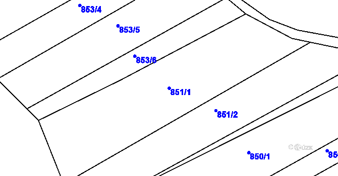 Parcela st. 851/1 v KÚ Dolní Loučky, Katastrální mapa