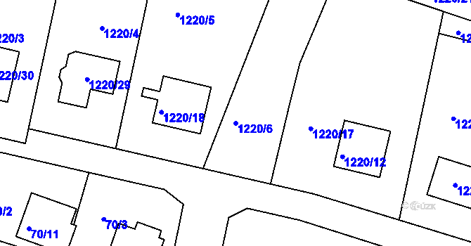 Parcela st. 1220/6 v KÚ Dolní Loučky, Katastrální mapa