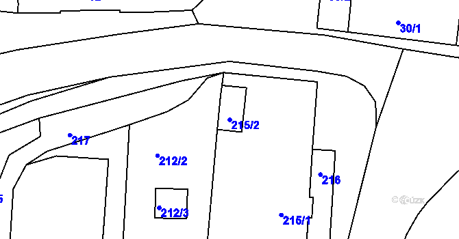 Parcela st. 215/2 v KÚ Dolní Loučky, Katastrální mapa