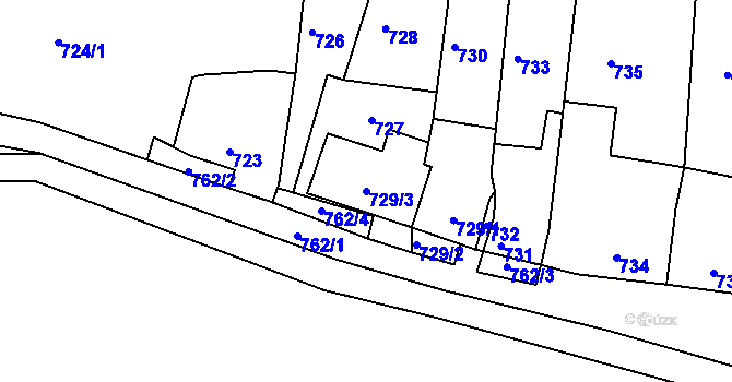 Parcela st. 729/3 v KÚ Dolní Loučky, Katastrální mapa