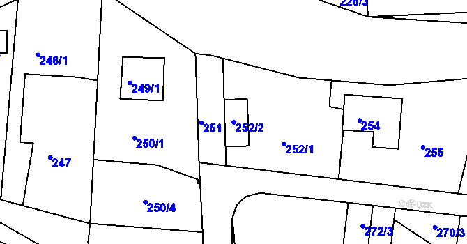 Parcela st. 252/2 v KÚ Dolní Loučky, Katastrální mapa