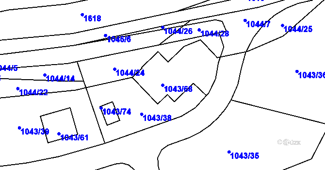 Parcela st. 1043/68 v KÚ Dolní Loučky, Katastrální mapa