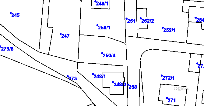 Parcela st. 250/4 v KÚ Dolní Loučky, Katastrální mapa