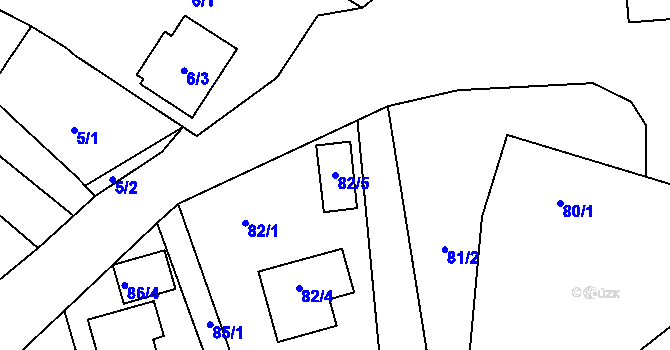 Parcela st. 82/5 v KÚ Střemchoví, Katastrální mapa