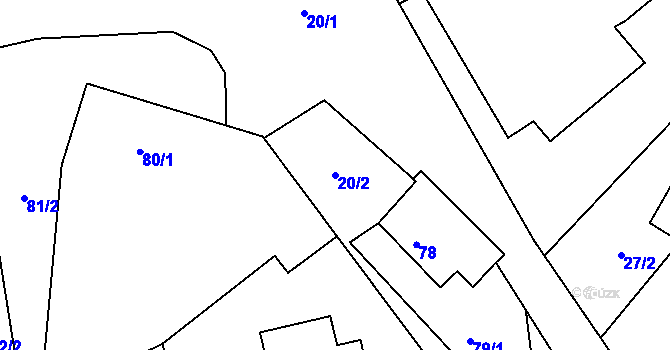 Parcela st. 20/2 v KÚ Střemchoví, Katastrální mapa