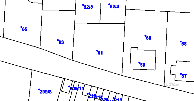 Parcela st. 61 v KÚ Střemchoví, Katastrální mapa