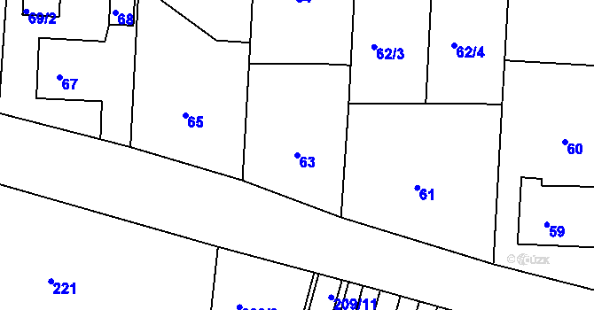 Parcela st. 63 v KÚ Střemchoví, Katastrální mapa