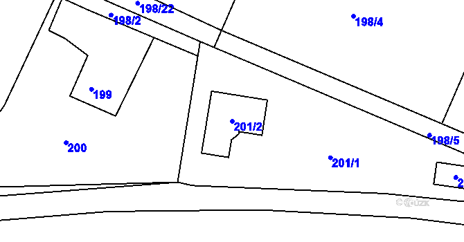 Parcela st. 201/2 v KÚ Střemchoví, Katastrální mapa