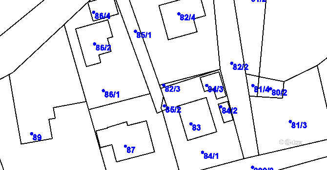 Parcela st. 82/3 v KÚ Střemchoví, Katastrální mapa