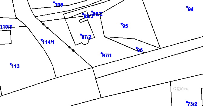 Parcela st. 97/1 v KÚ Střemchoví, Katastrální mapa