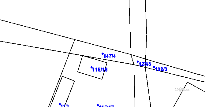 Parcela st. 147/4 v KÚ Střemchoví, Katastrální mapa