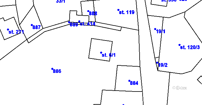 Parcela st. 6/1 v KÚ Dolní Lukavice, Katastrální mapa